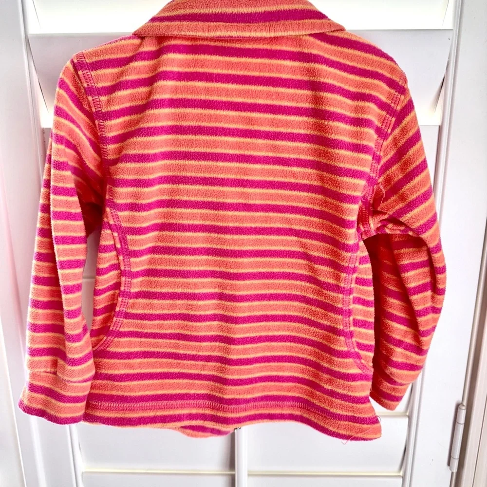 Columbia 24M Toddler Fleece Jacket Pink Orange Striped‎ Zip Up Spring Layer